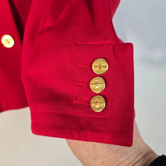 Cabi Beau Jacket Women's 6 Red Gold Button Blazer Bow Classic Career Romantic - Picture 6 of 15